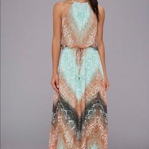Vince Camuto Chevron Snakeskin Halter Maxi Dress